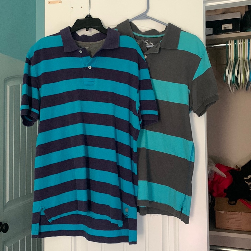 Set of 2 mens striped polos M medium Gap Arizona blue gray purple